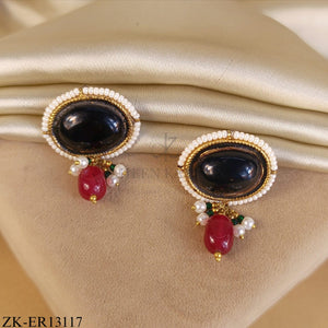 BLACK RUBY DROP EARRINGS
