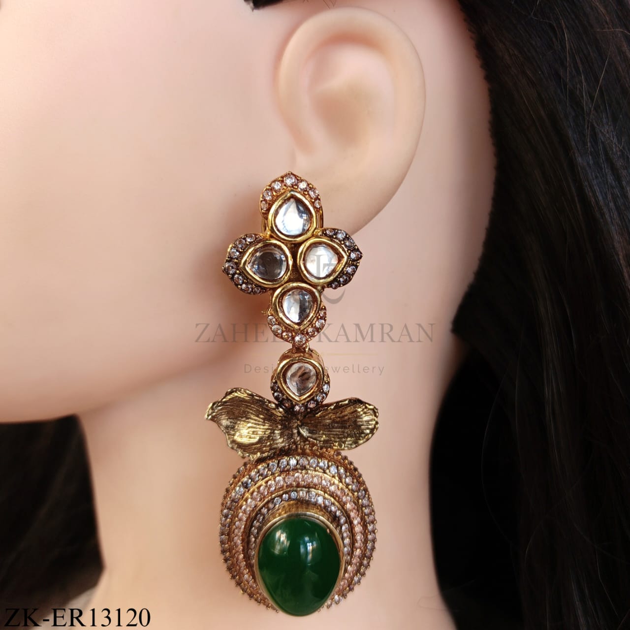 KUNDAN EMERALD EARRINGS