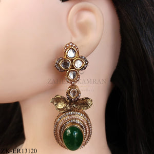 KUNDAN EMERALD EARRINGS