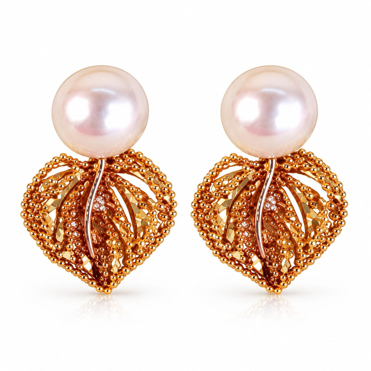 PEARLS LEAF EARRINGS