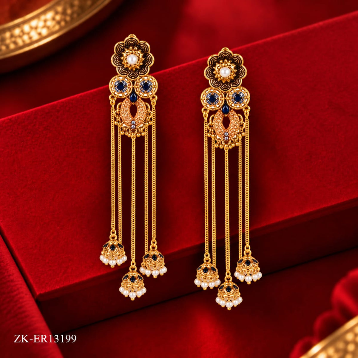 SAPPHIRE CHAIN EARRINGS