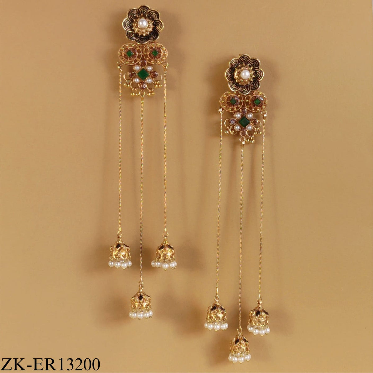 EMERALD CHAIN EARRINGS
