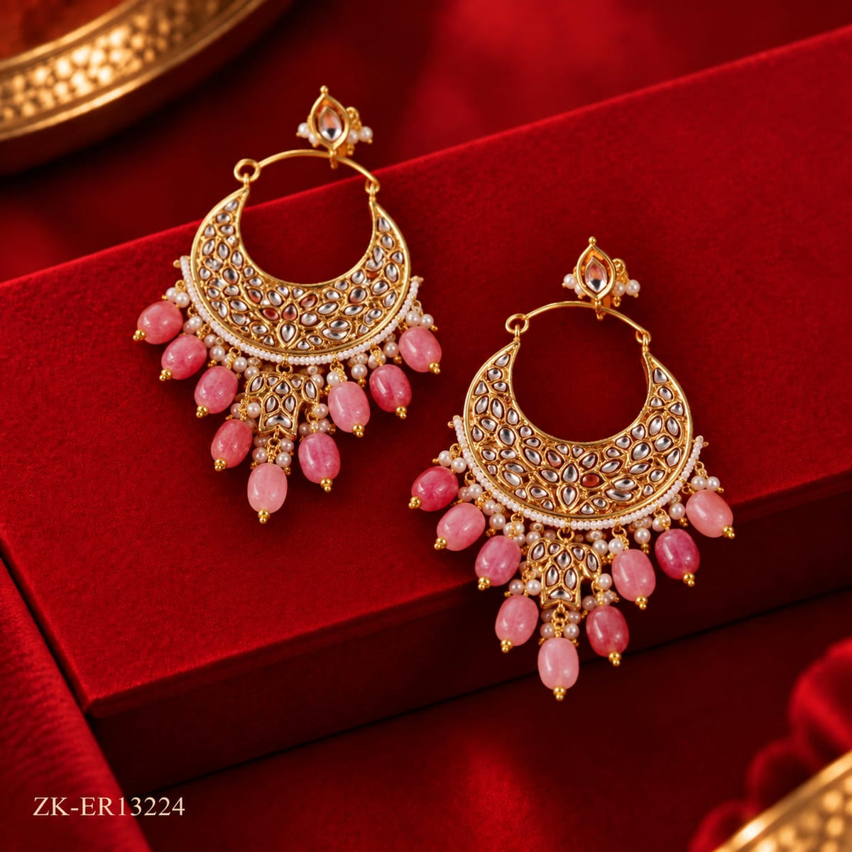 SOFT PINK KUNDAN EARRINGS