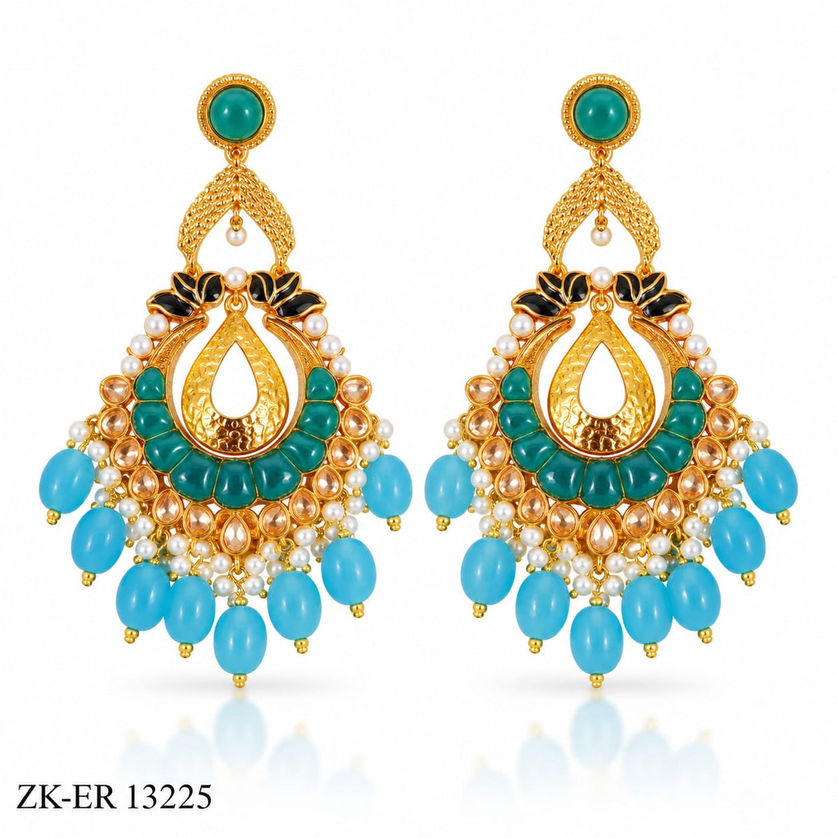 TEAL CRESCENT EARRINGS