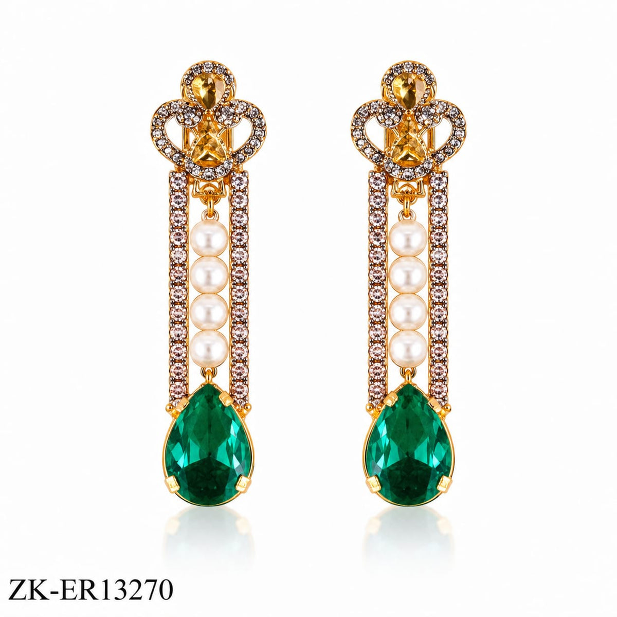LONG EMERALD EARRINGS