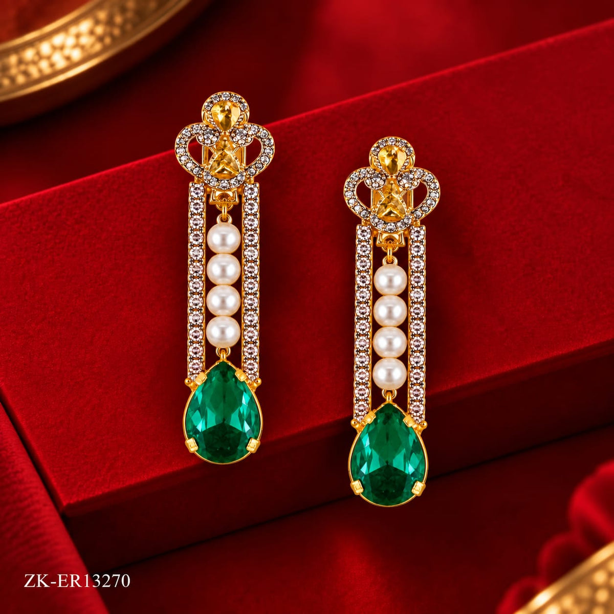 LONG EMERALD EARRINGS