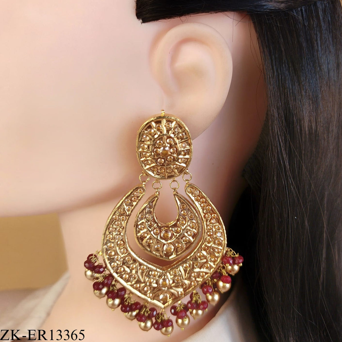 MAROON CRESCENT EARRINGS
