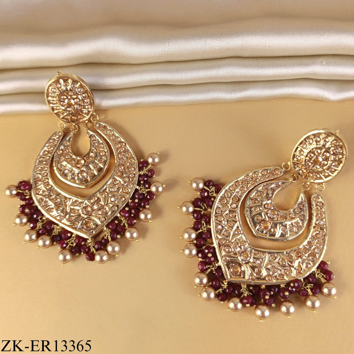 MAROON CRESCENT EARRINGS