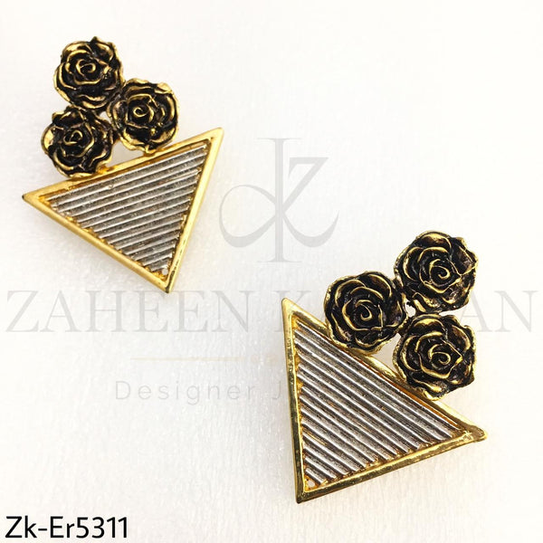 Triangular Floral Earrings