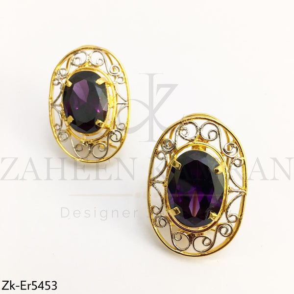 Amethyst Oval Studs