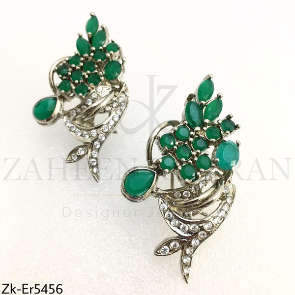 Emerald Silver Earrings