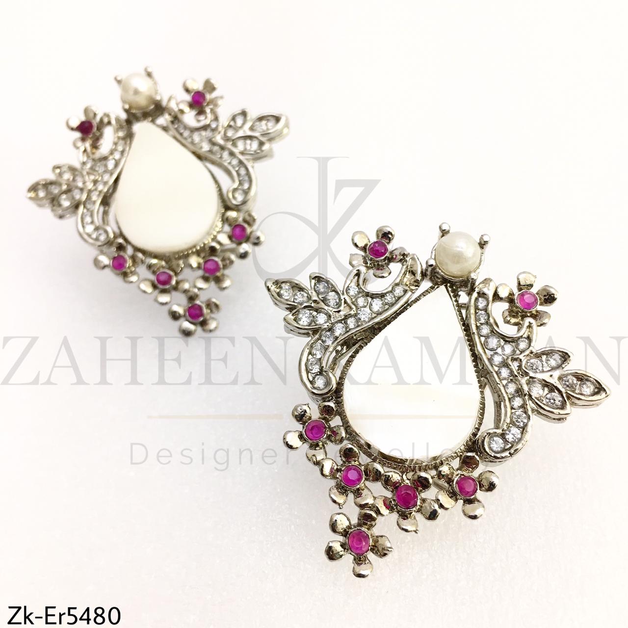 Ruby silver earrings