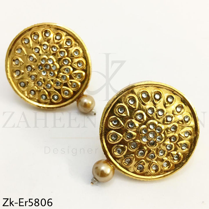 Kundan circular earrings