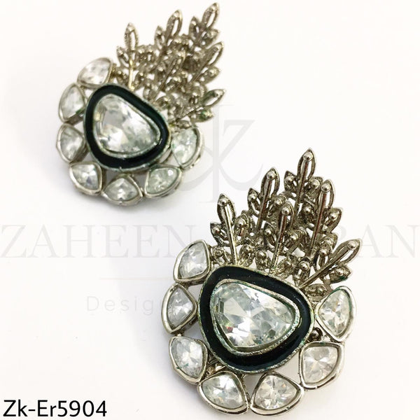 Silver meena earrings