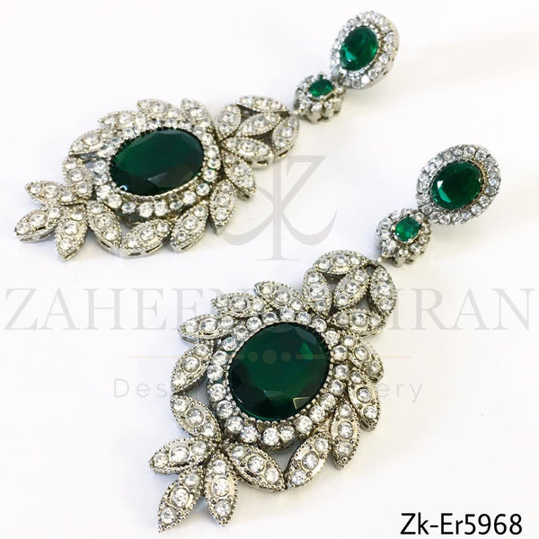 Silver emerald earrings