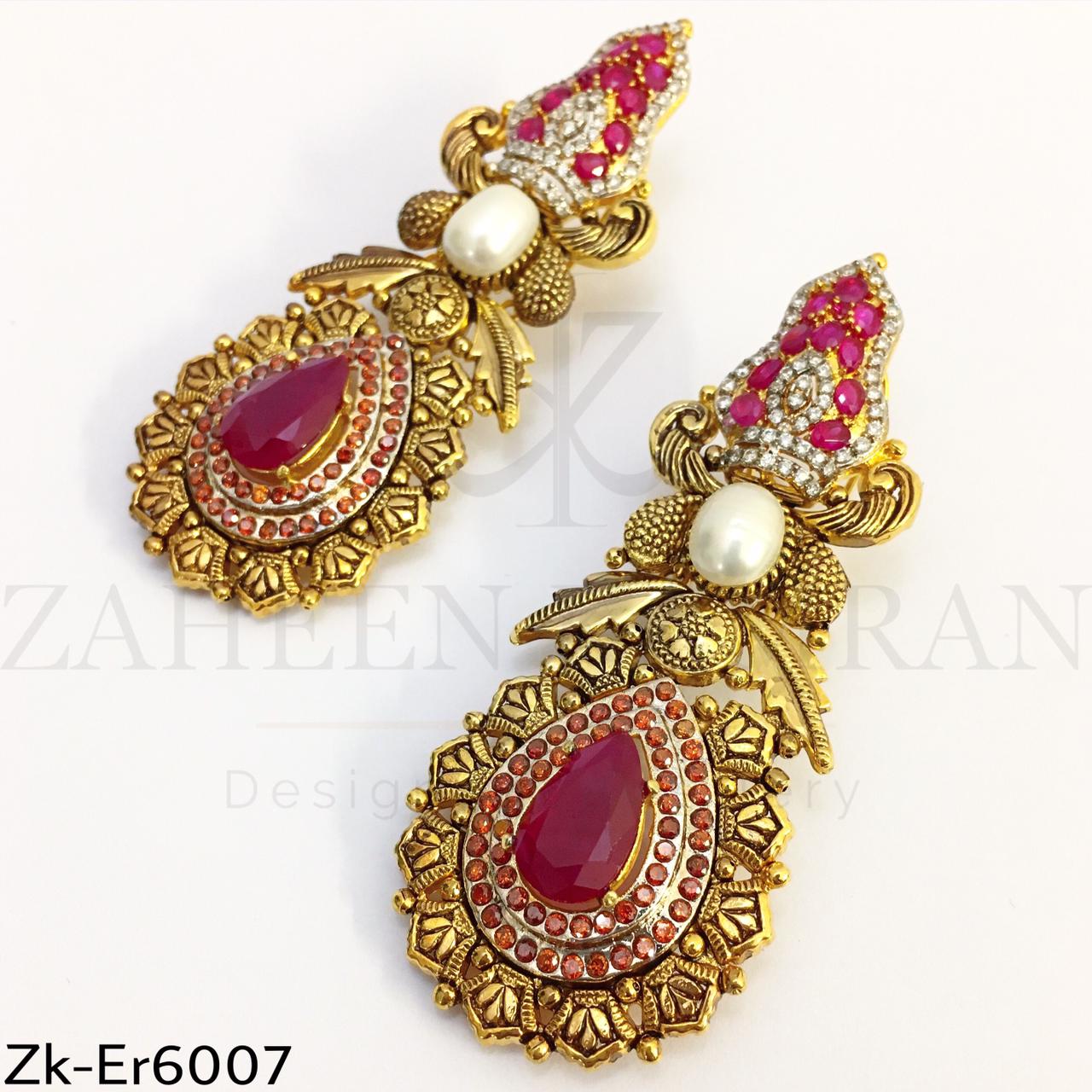 Detailed ruby Danglers
