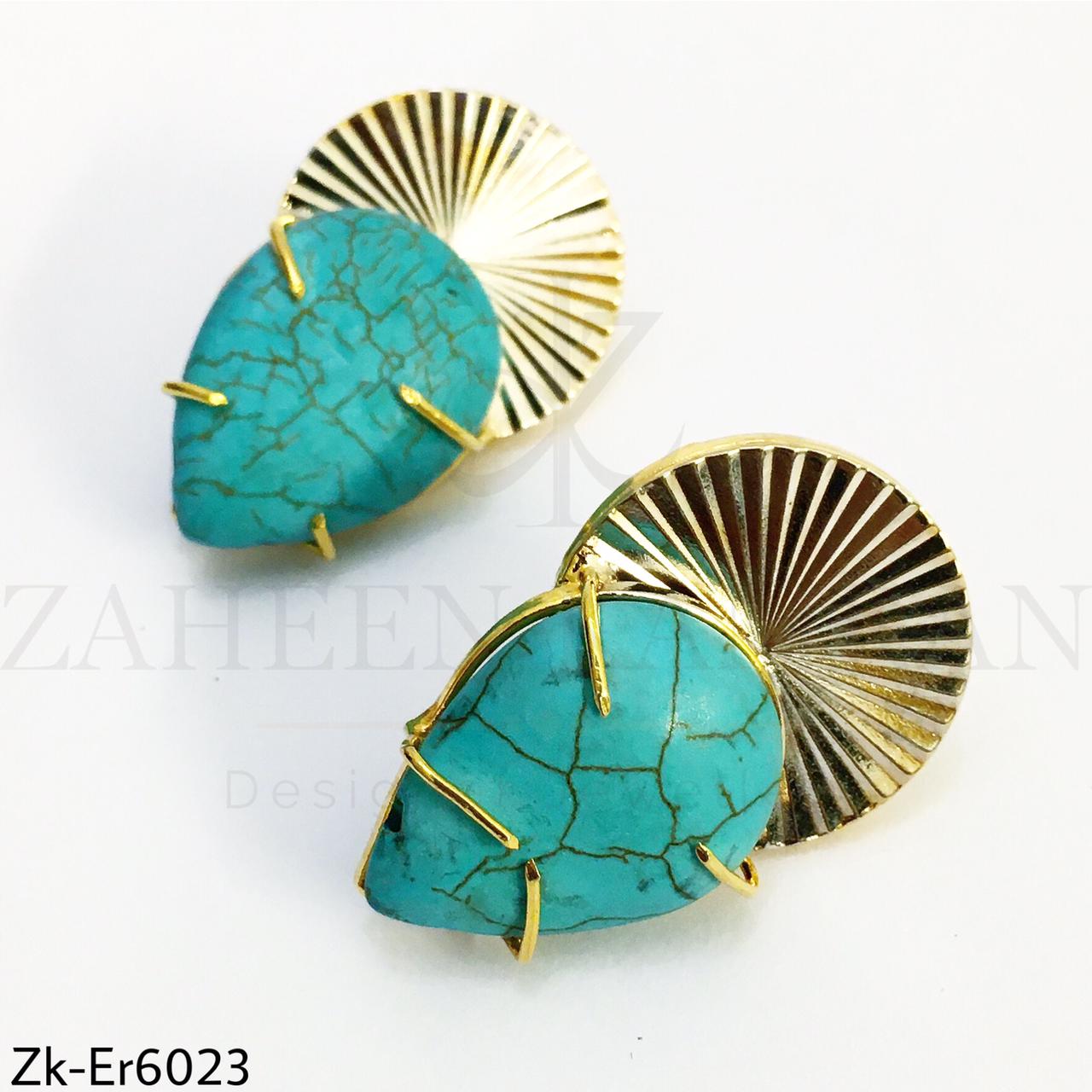 Feroza coin earrings