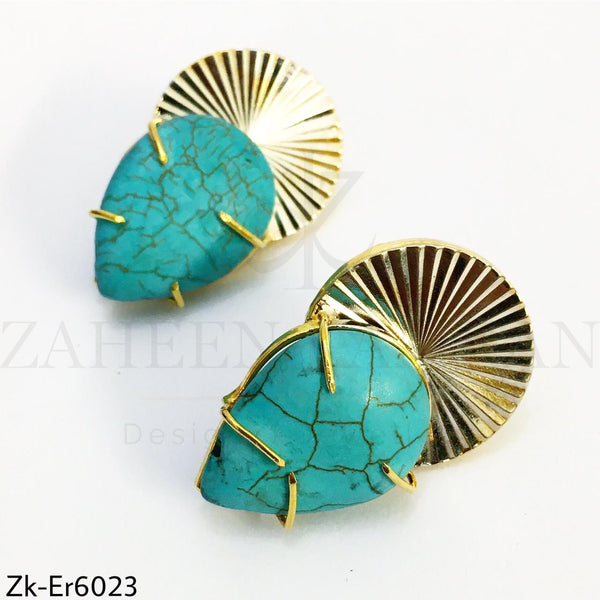 Feroza coin earrings