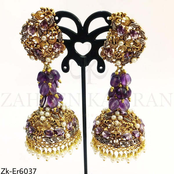 Amethyst antique jhumki