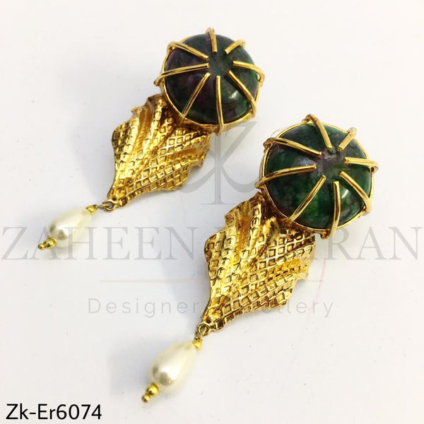 Marbled leaf earrings