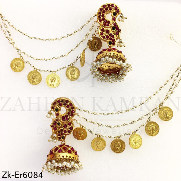 Kundan coin sahara earrings