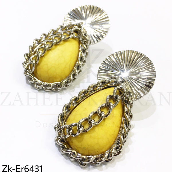 Yellow chained earrings