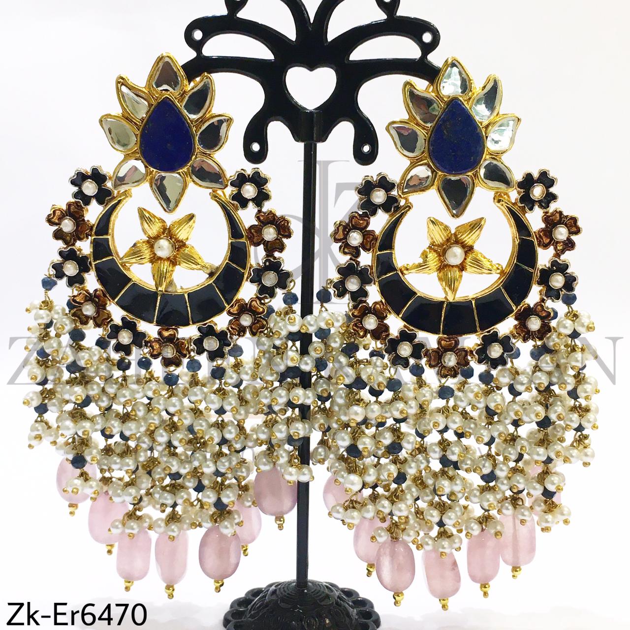 Chunky meena earrings