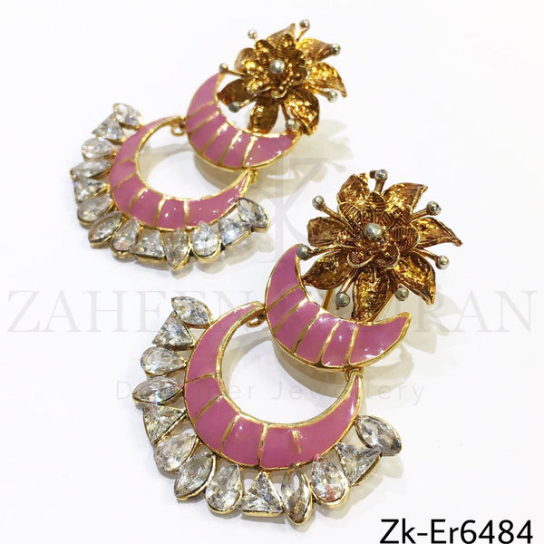 Floral meena earrings