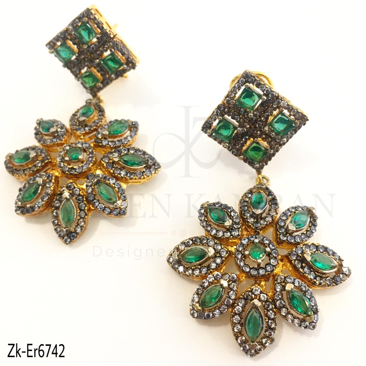 Emerald Floral Earrings