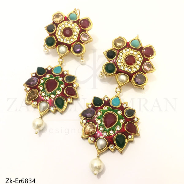 Multi Kundan Earrings