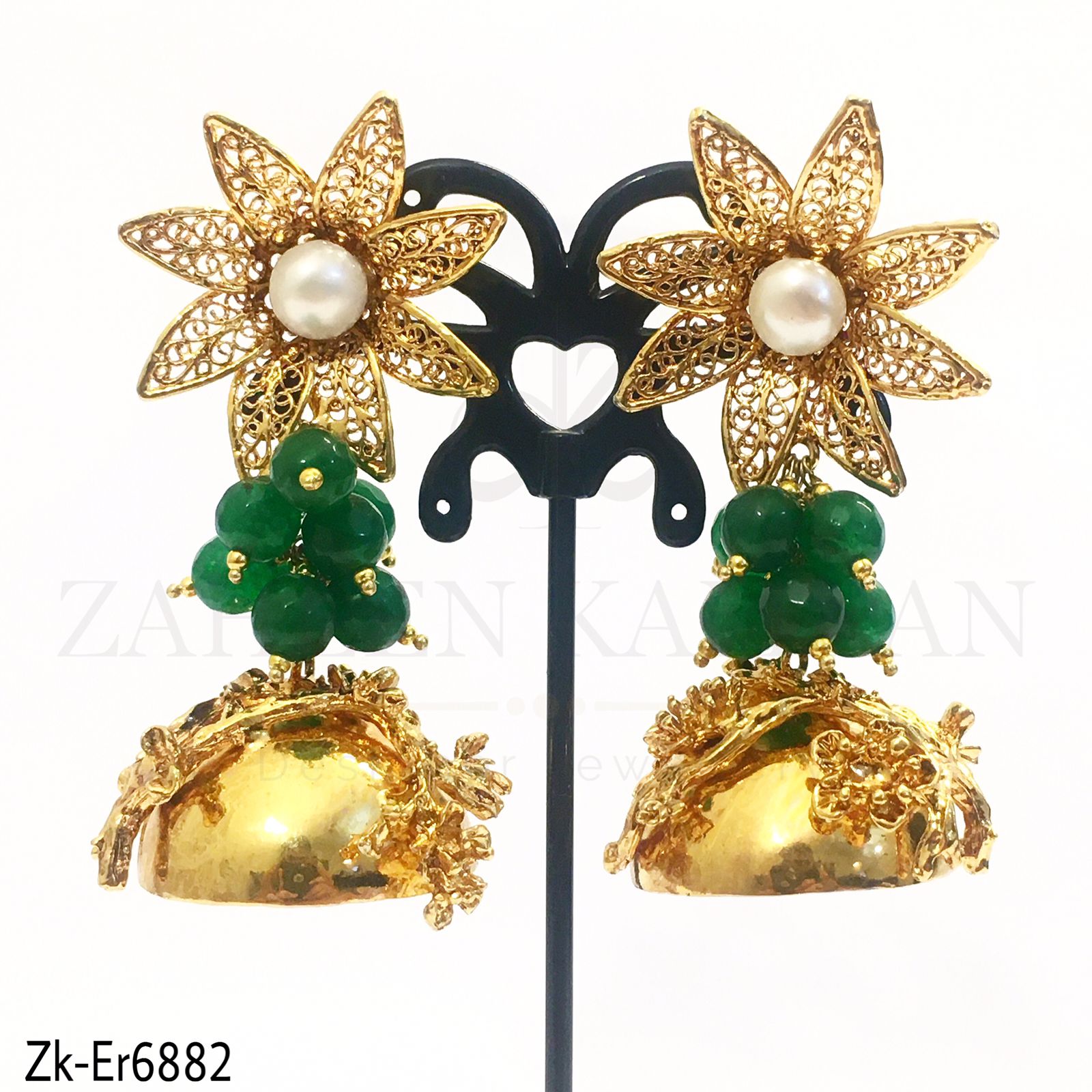 3D Floral Jhumkis