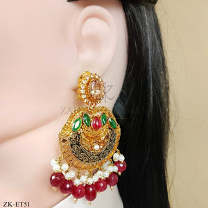 PINK ZIRCONIA EARRINGS AND TIKKA