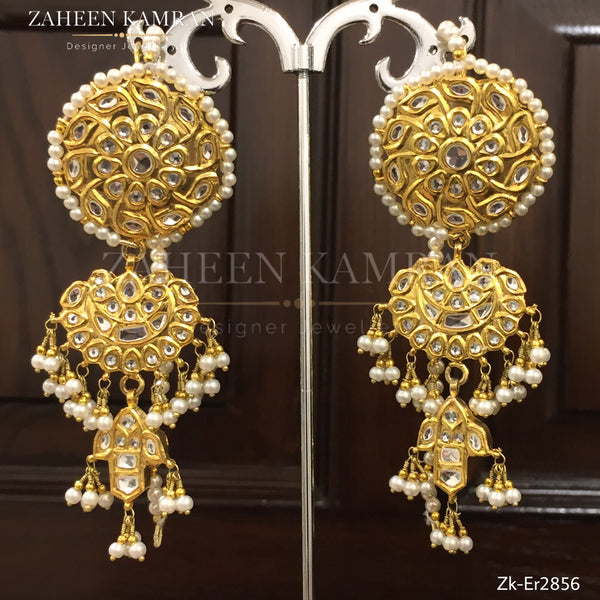 Flower Kundan Danglers!