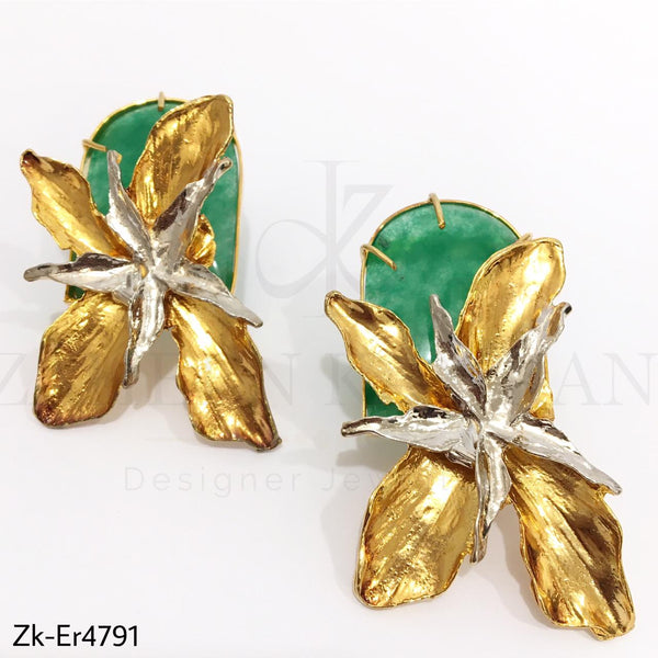 Emerald Floral Earrings