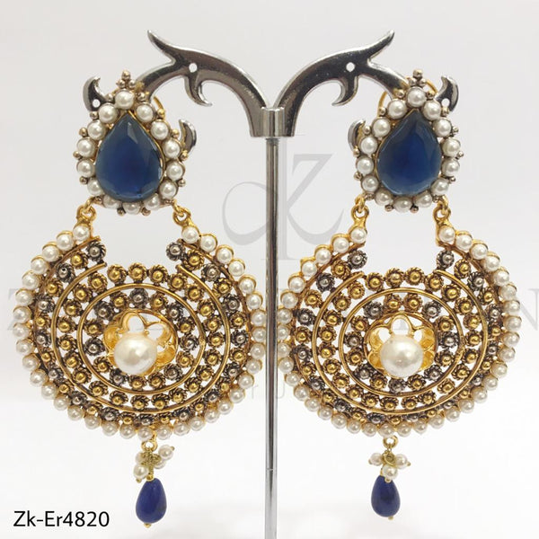 Sapphire&White Pearl Earrings