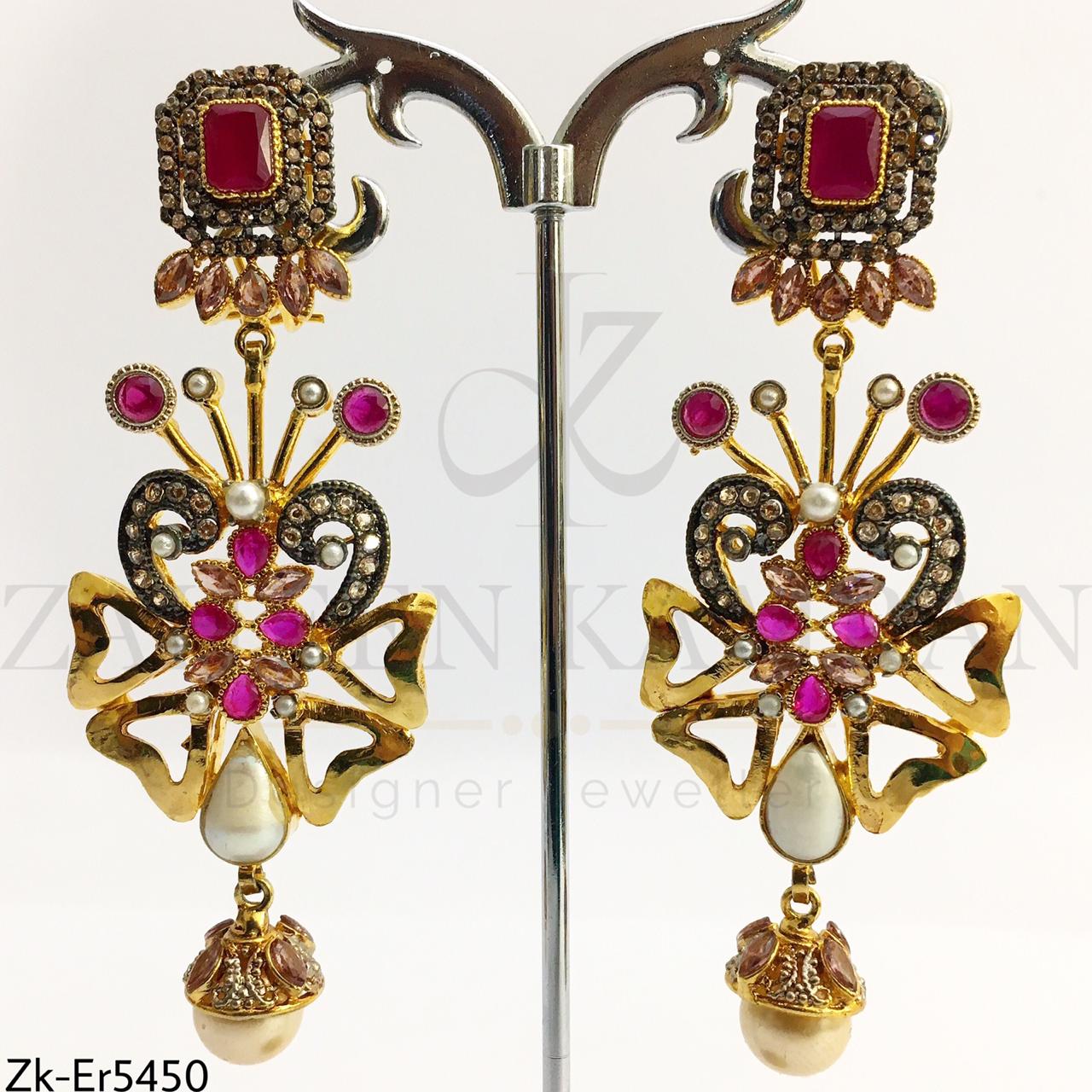 Classic ruby gold Danglers