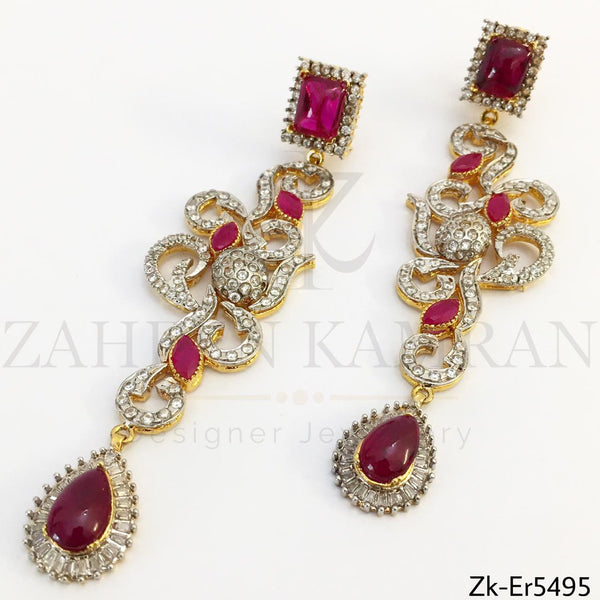 Ruby Zirconia Danglers