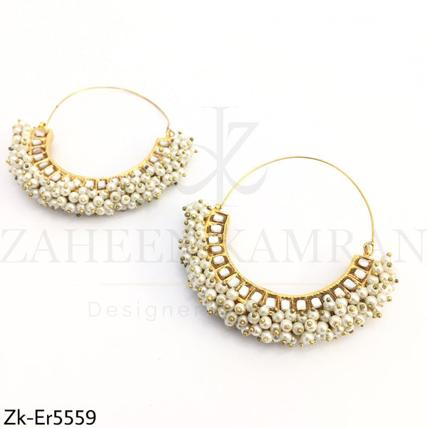 Kundan pearly hoops