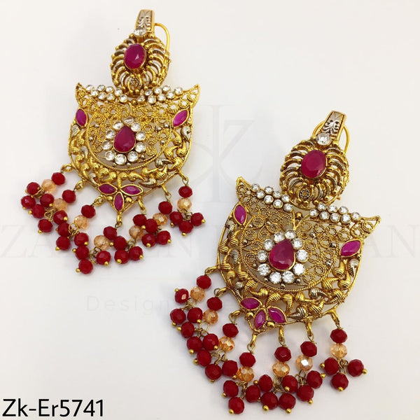 Traditional ruby gold earrings