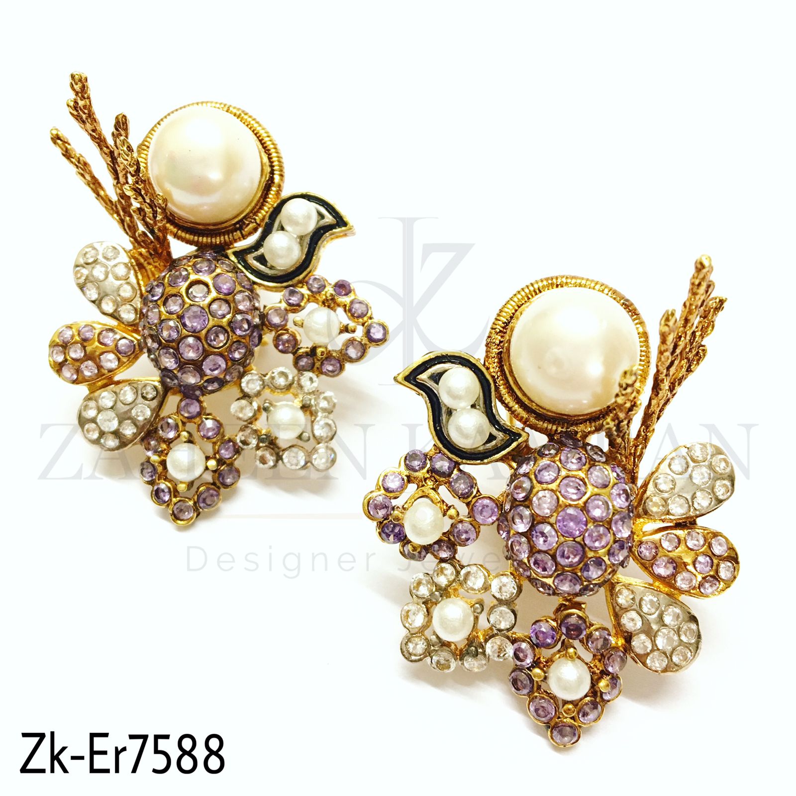 Amethyst floral earrings