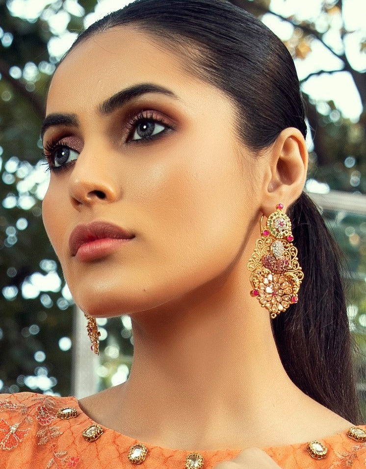 Multi Gold Choker with Earrings