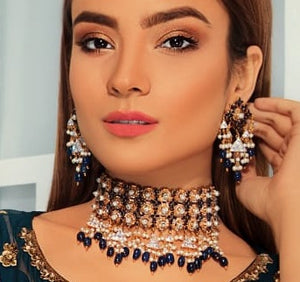 Chunky Choker with Blue beads