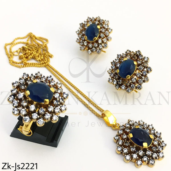 Sapphire Zirconia Pendant Set