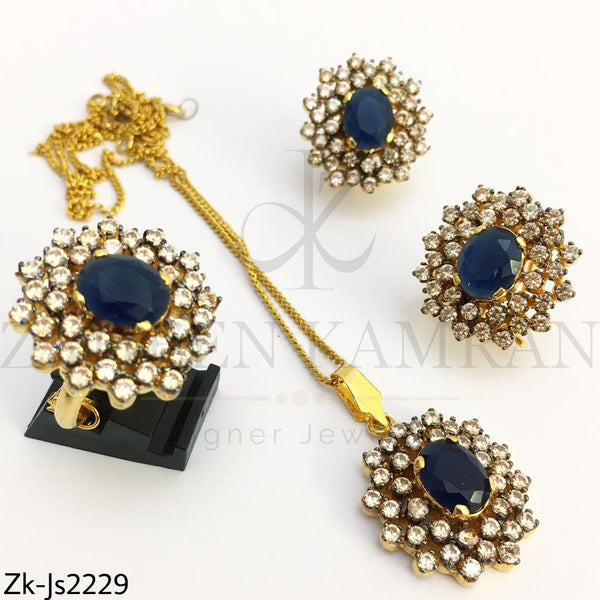 Sapphire Zirconia Pendant Set