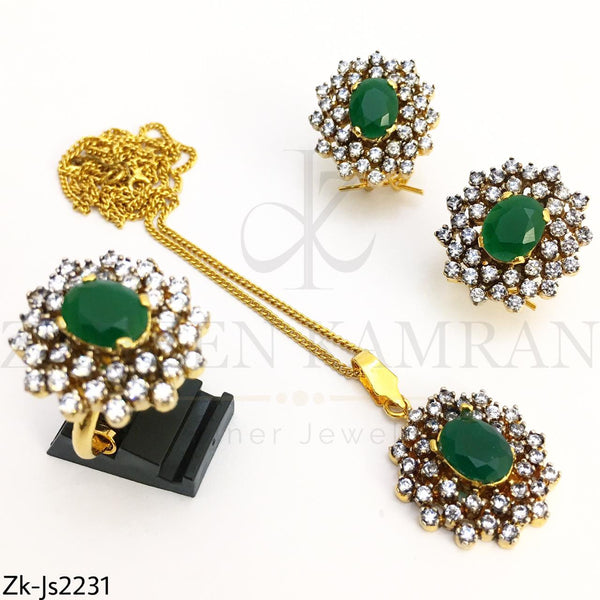 Emerald Zirconia Pendant set