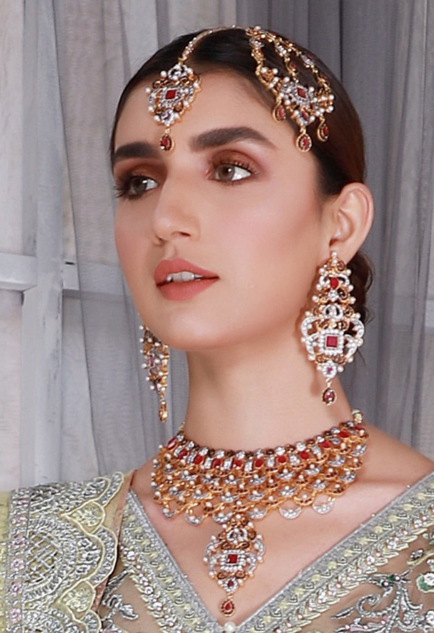 Silver gold bridal set