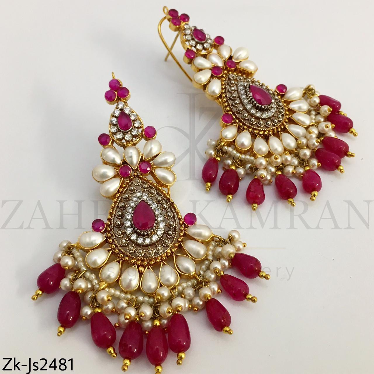 Ruby pearls bridal set