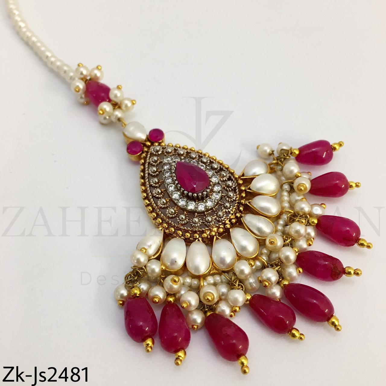 Ruby pearls bridal set