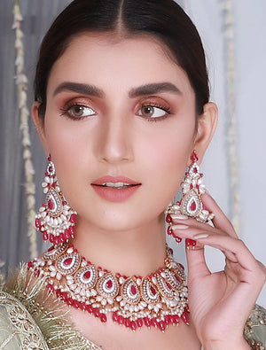 Ruby pearls bridal set