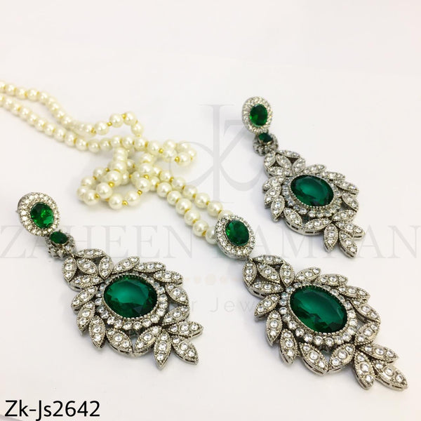 Silver emerald set